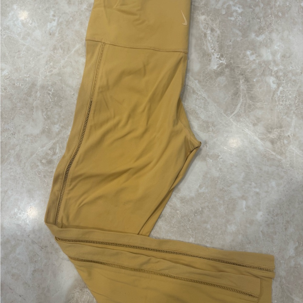 Women's Nike Yoga Luxe Infinalon 7/8 Tights Mustard Yellow (322) - Picture 6 of 10
